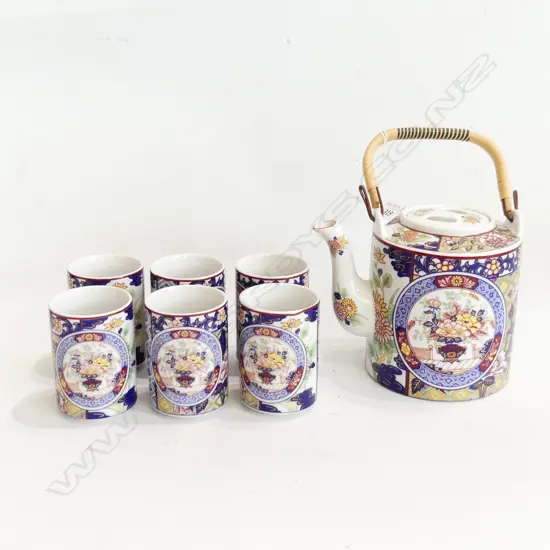 7 PC IMPERIAL IMARI TEASET, 6 TEA CUPS & TEA POT