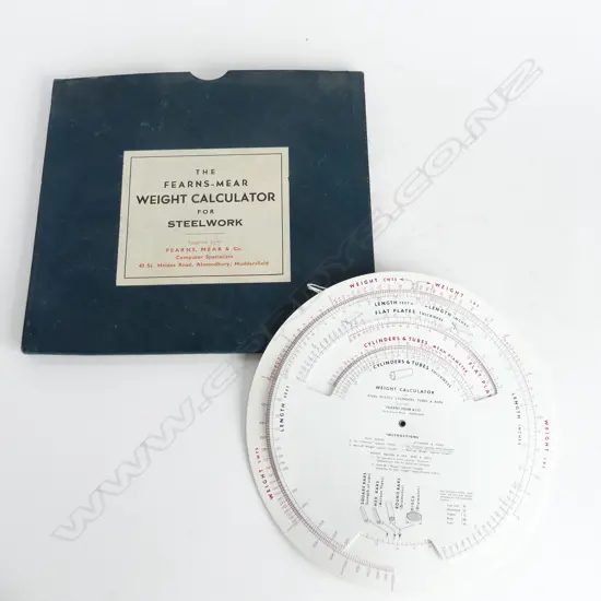 THE FEARNS-MEAR WEIGHT CALCULATOR FOR STEELWORK – STEEL PLATES, TUBES, CYLINDERS & BARS