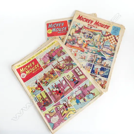 16 VINTAGE MICKEY MOUSE WEEKLY COMICS 1951-1955 L. 360mm