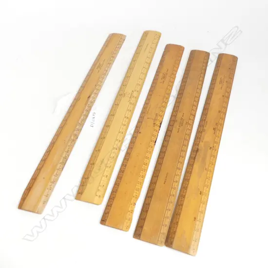 5 STANLEY LONDON ENGINE DIVIDED SCALES BOXWOOD RULES L. 320mm