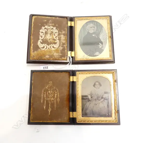 2 19thC DAGUERREOTYPE PHOTOGRAPHS, CASED 125x105mm