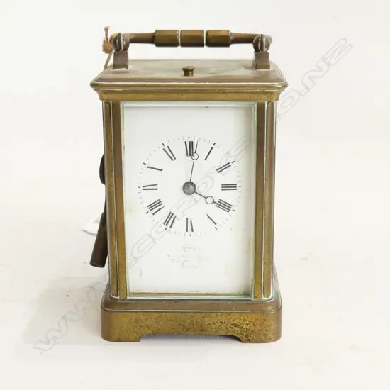 ANTIQUE FRENCH REPEATER CARRIAGE CLOCK w. KEY H.110mm