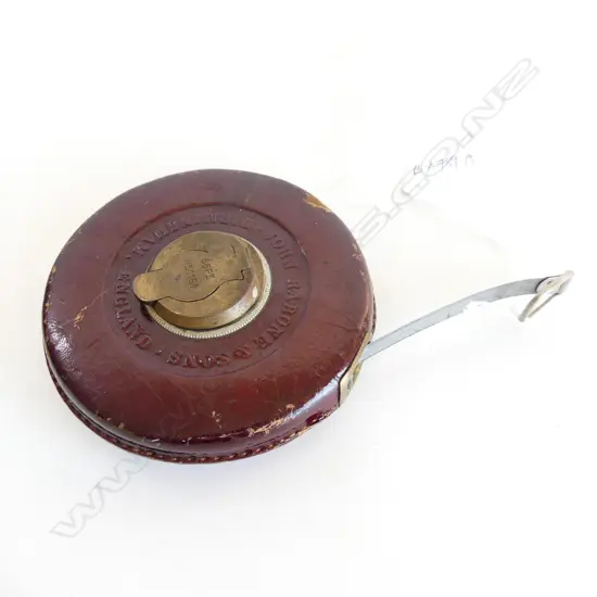 vintage LEATHER COVERED STEEL 66ft RULE Rabone & Sons