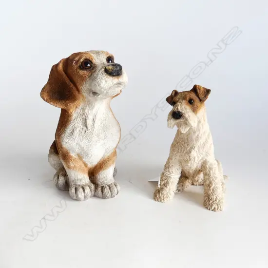 BEAGLE PUPPY WEIGHTED FIGURINE USA AND FOX TERRIER BY CASTAGNA ITALY H. 180mm