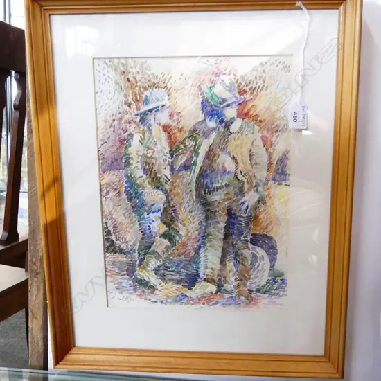 JHS SIGNED W/C - 2 FIGURES 340x255mm