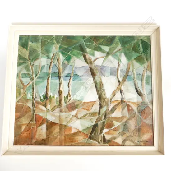 D. BARNETT 'RABBIT ISLAND' OIL ON CANVAS 480x600mm - FRAME DAMAGED