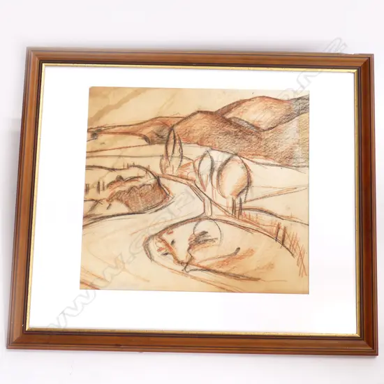 JOHN WEEKS, SOUTH OF FRANCE 1925, OIL STICK ON PAPER, 380 X 350mm