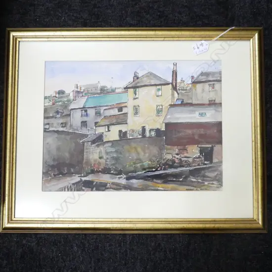 MINNIE F. WHTE, NEWLYNN, CORNWALL, WATER COLOUR, SIGNED, 380 X 280mm