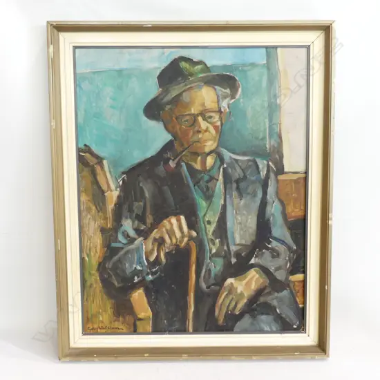 GARY WALDROM, PORTRAIT, OIL ON BOARD 715x565mm