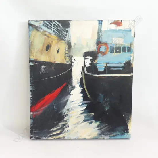 JOHN HORNER (NZ. b.1944) FERRY BOATS, AUCKLAND 680x590mm