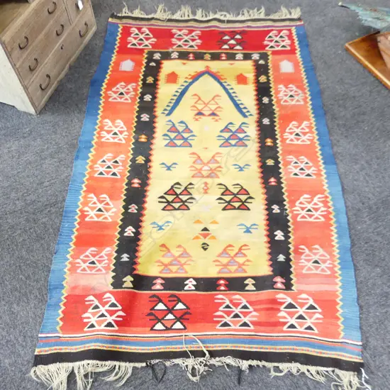 KELIM; YELLOW GROUND RED BORDER 1700x1000mm