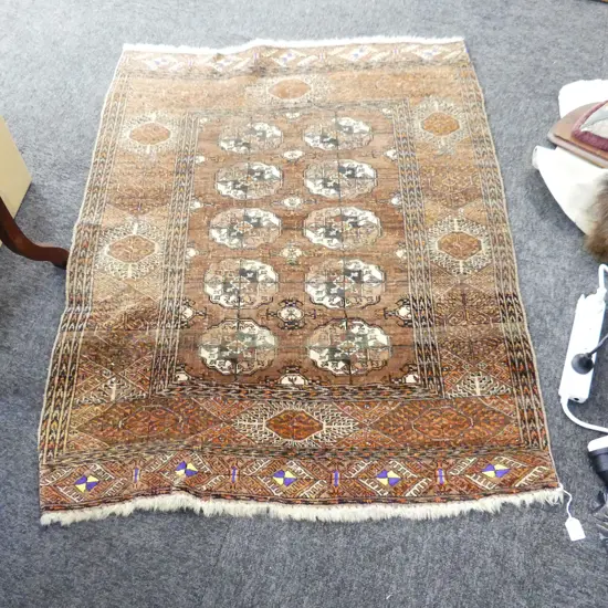 HAND KNOTTED ALL WOOL BROWN RUG 1200x900mm