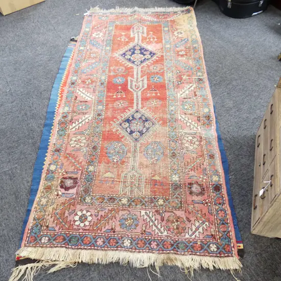 HAND KNOTTED ALL WOOL RUG SOME WEAR 2000x950mm
