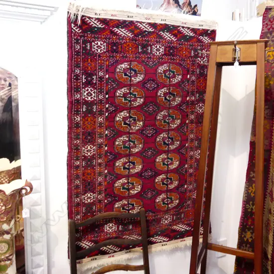 HAND KNOTTED WOOL PILE TURKOMAN RUG 1200x860mm