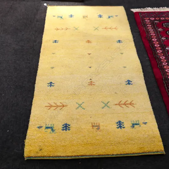 HAND KNOTTED YELLOW GABBEH RUG 1750x900mm
