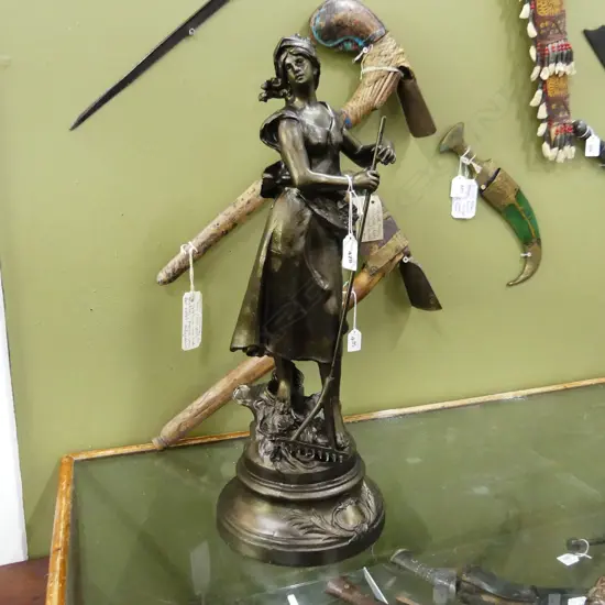 BRONZED PEASANT WOMAN FIGURE H.550mm