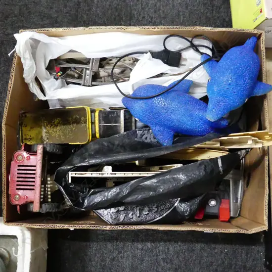 BOX LOT RAILWAY TRACKS DOLPHIN LAMPS & MISC