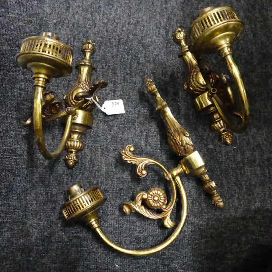 3 ELECTRIC BRASS WALL SCONCES H. 230mm