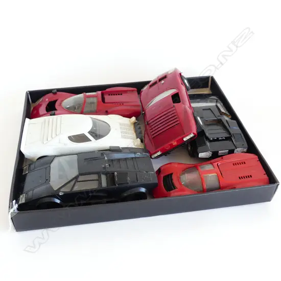 6 1970'S SUPERCAR MODELS, SOME WITH ELECTRIC MOTORS; LAMBORGHINI, COUNTACH X2, LAMBORGHINI MIURA, PORCSHE ETC.