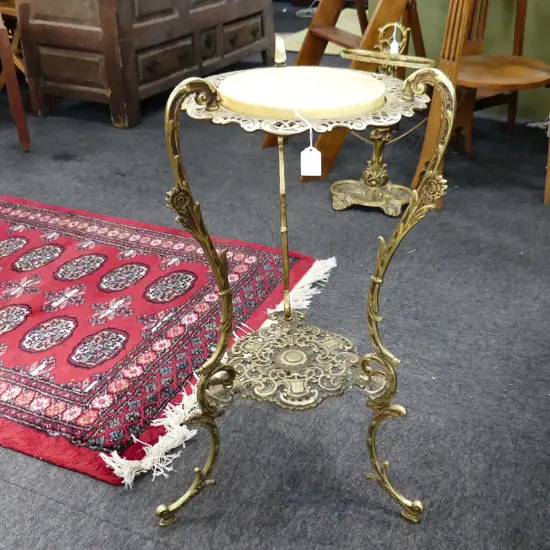 BRASS & MARBLE PLANTER STAND