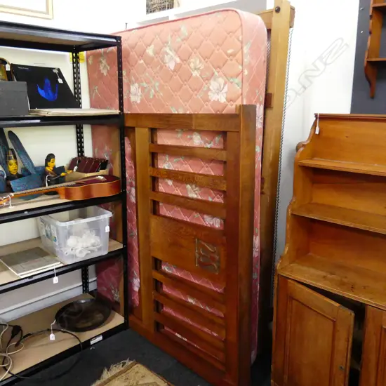 ARTS & CRAFTS BED FRAME + BASE & MATTRESS + METAL RACK...