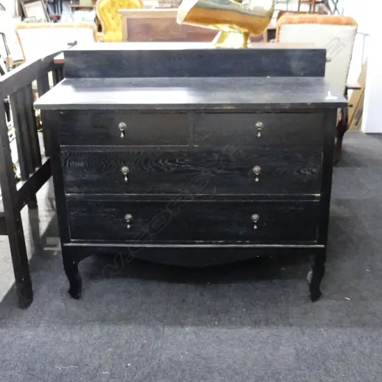 DARK STAINED OAK 4 DRAWER CHEST 1140x490x990mm - SOME FAULTS