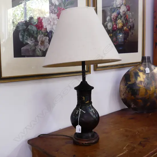 CLOISONNE TABLE LAMP H.630mm SHADE FAULTED / DENT