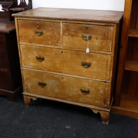VICTORIAN PINE 4 DRAWER CHEST; HANDLES 935x510x980mm