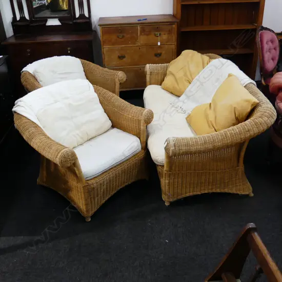 CANE 3 PCE PATIO SUITE; SOFA & PR CHAIRS 1780x750x700mm