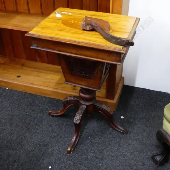VICTORIAN WALNUT WORK TABLE - LEGS REPAIRED