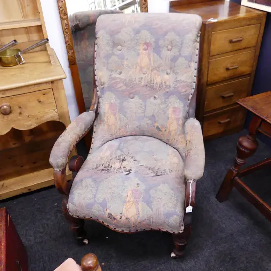 WILLIAM IV SCROLL ARM LIBRARY CHAIR