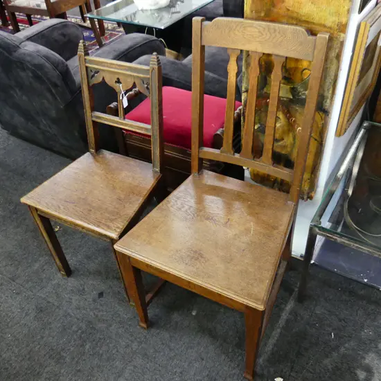 2 EARLY 20thC OAK CHAIRS;  ECCLESIASTICAL & OTHER H.980mm