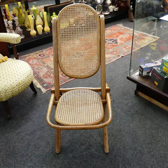 BENTWOOD FOLDING STEAMER CHAIR/CANE SEAT & BACK