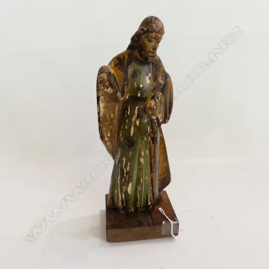 VINTAGE CARVED WOODEN ICON FIGURE ON BASE H.335mm