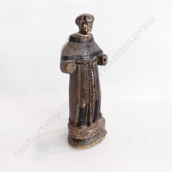 VINTAGE CARVED WOODEN ICON FIGURE ON BASE H.265mm