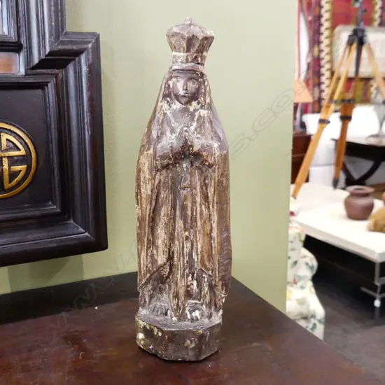 VINTAGE CARVED WOODEN ICON FIGURE H.250mm