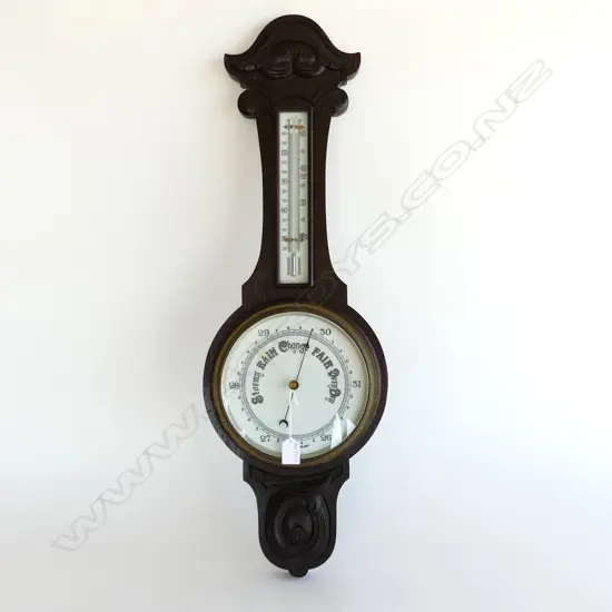 EARLY 20thC CARVED OAK WALL BAROMETER H.800mm