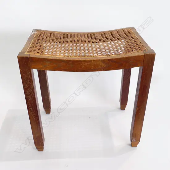 OAK ART DECO OAK & WYCOMBE CANE STOOL