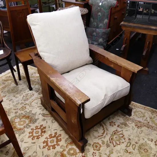 OAK ARTS & CRAFTS ROCKING ARMCHAIR 750x960x985mm