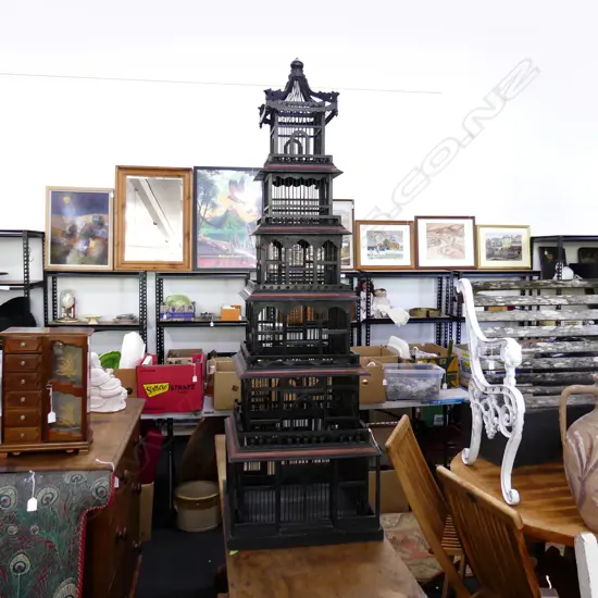 LG 6 TIER ORIENTAL PAGODA BIRD CAGE 500x500x1600mm (COMPRESSES INTO H.360mm)