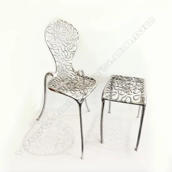 STEPHANE RONDEL PEANUT CHAIR & STOOL...