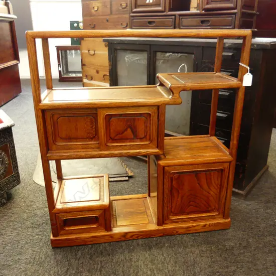 OLD JAPANESE SMALL EXOTIC WOOD DISPLAY CABINET H.645mm