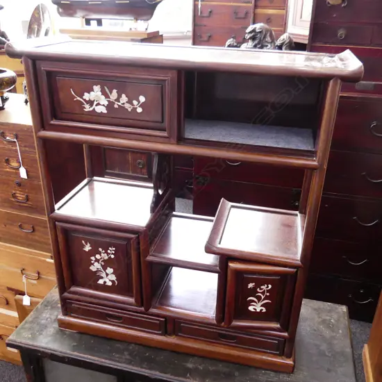 JAPANESE VINTAGE HARDWOOD DISPLAY CABINET H.645mm