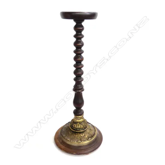 BARLEY TWIST PLANTER STAND, METAL DECORATIONS AT BASE