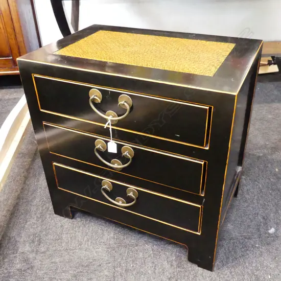 ORIENTAL BLACK LACQUER BEDSIDE DRAWERS 600x400x600mm