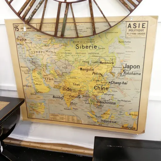VINTAGE FRENCH MAP OF ASIA 985x1195mm