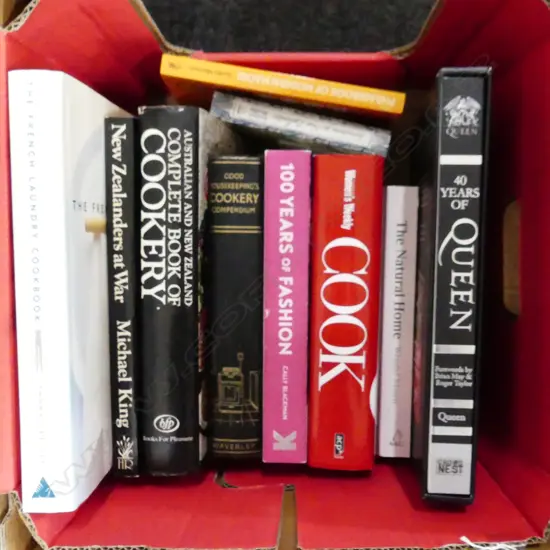 LG BOX BOOKS INCL THE FRENCH LAUNDRY COOKBOOK & OTHER COOKBOOKS, FASHION, ROYALTY ETC.