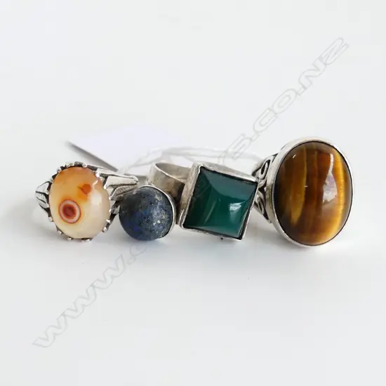 4 ASST. SILVER & GEMSTONE RINGS