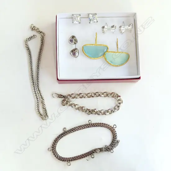 ASSORTED SILVER AND STONE JEWELLERY