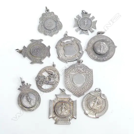 10 ASST VINTAGE SILVER MEDALLIONS, 89GMS